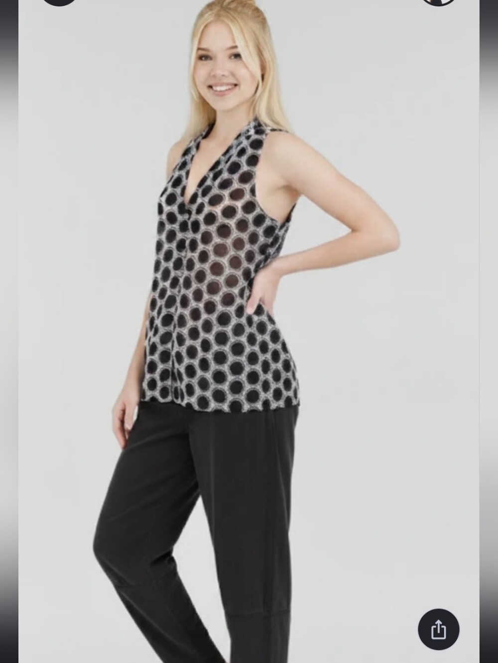 Bananna Republic blouse Summer B&W dots sheer light weight size (S) pret…